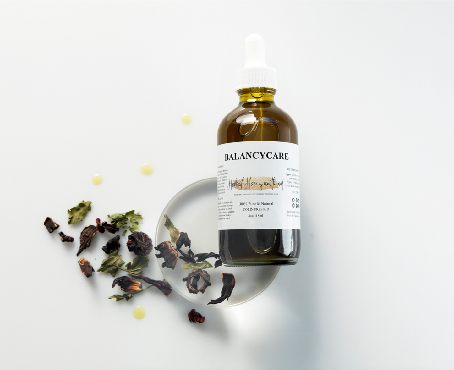 Herbal Hair growth oil Restores Bald spots /Thickens Thinning Hair 100% Pure & Natural 4oz/118 ml